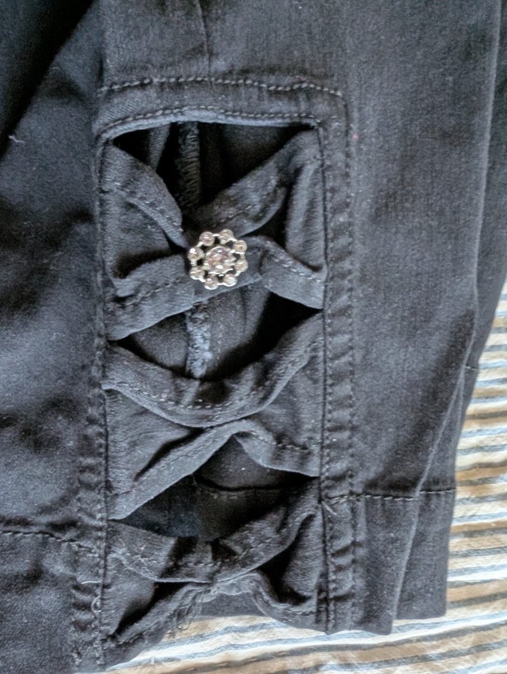 Soft Surroundings Size XL Cropped Pants Black Sparkly Leg